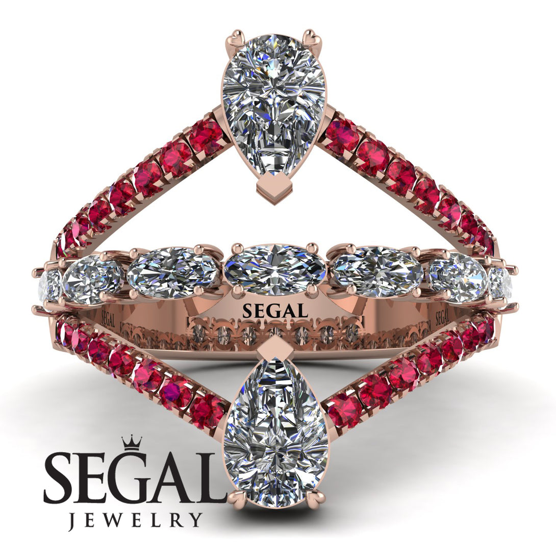 Symmetrical Twist Shank Pear Diamond Ring - Eliza No. 47