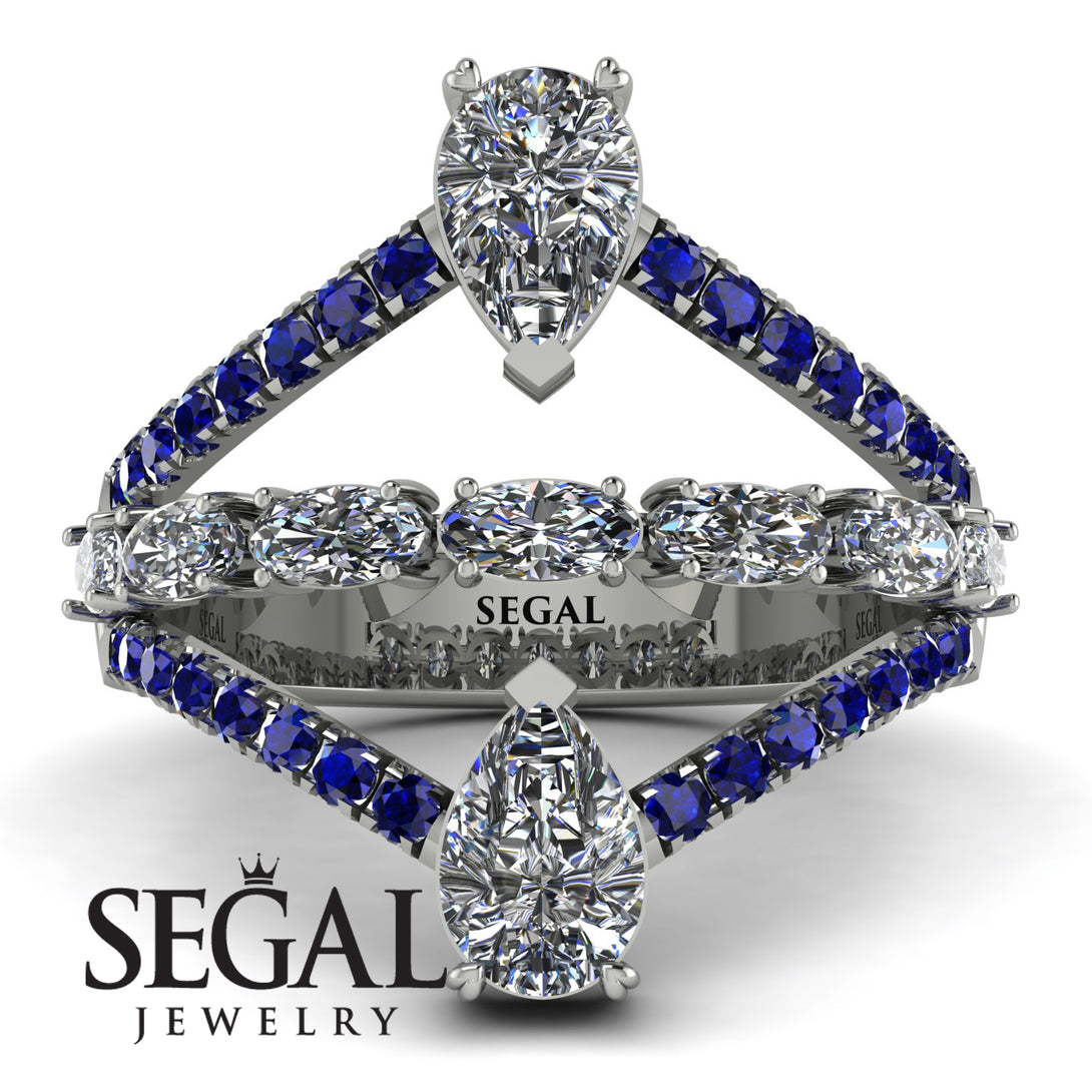 Symmetrical Twist Shank Pear Diamond Ring - Eliza No. 63
