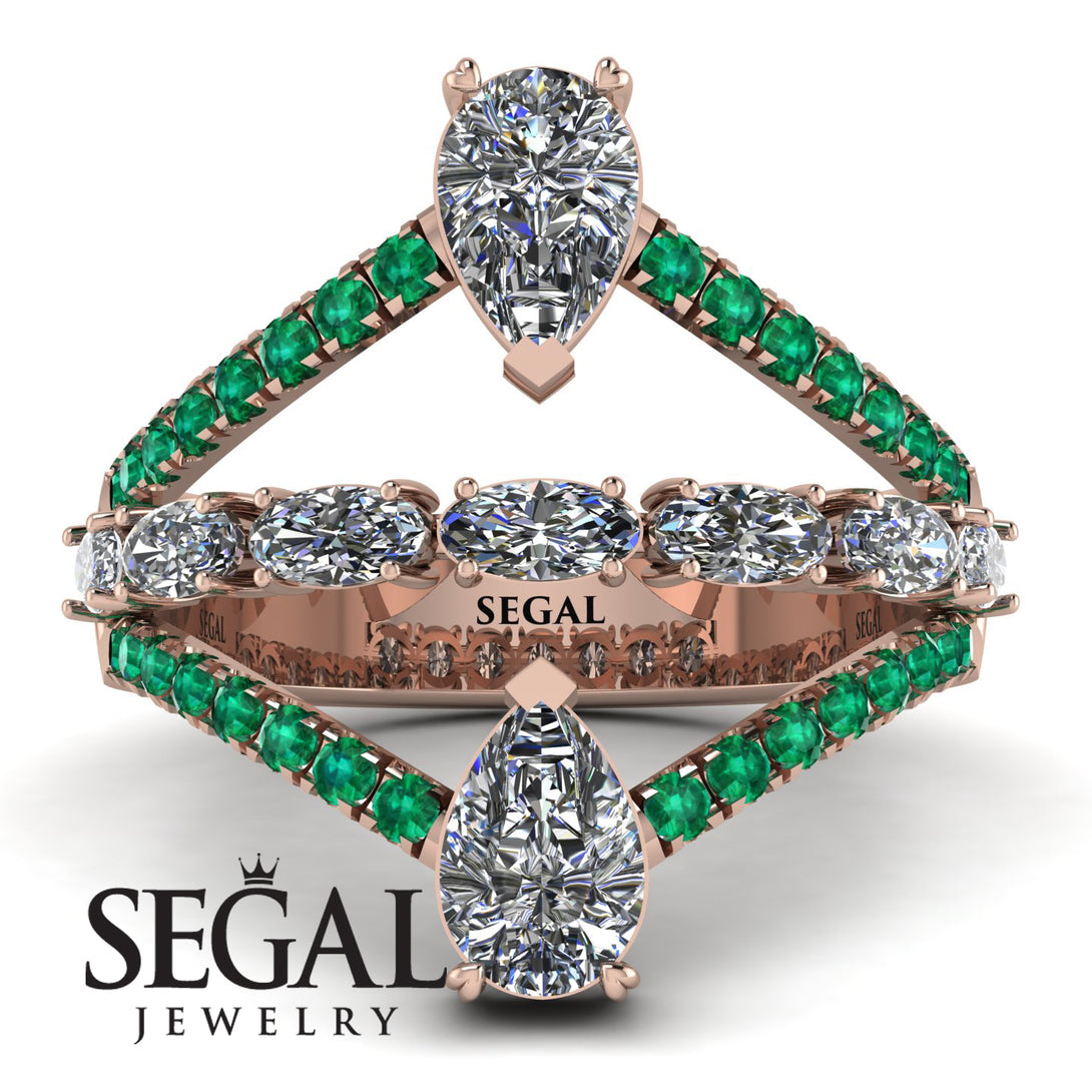 Symmetrical Twist Shank Pear Diamond Ring - Eliza No. 17