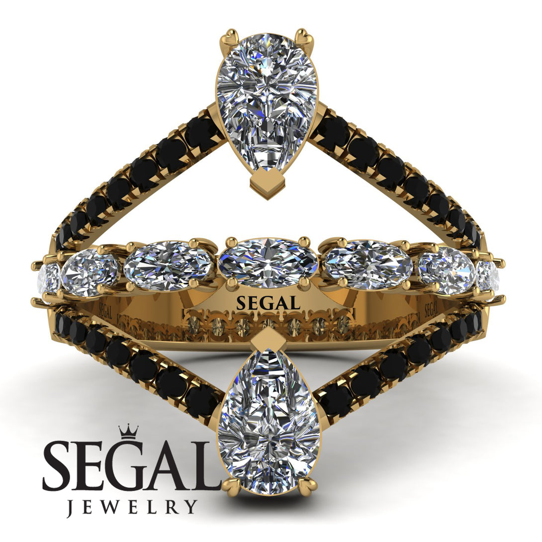 Symmetrical Twist Shank Pear Diamond Ring - Eliza No. 31