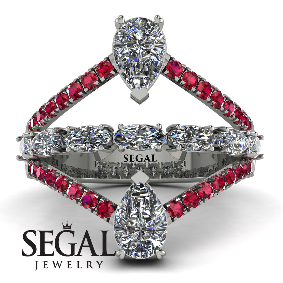 Symmetrical Twist Shank Pear Diamond Ring - Eliza No. 48