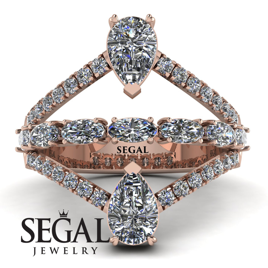 Symmetrical Twist Shank Pear Diamond Ring - Eliza No. 2