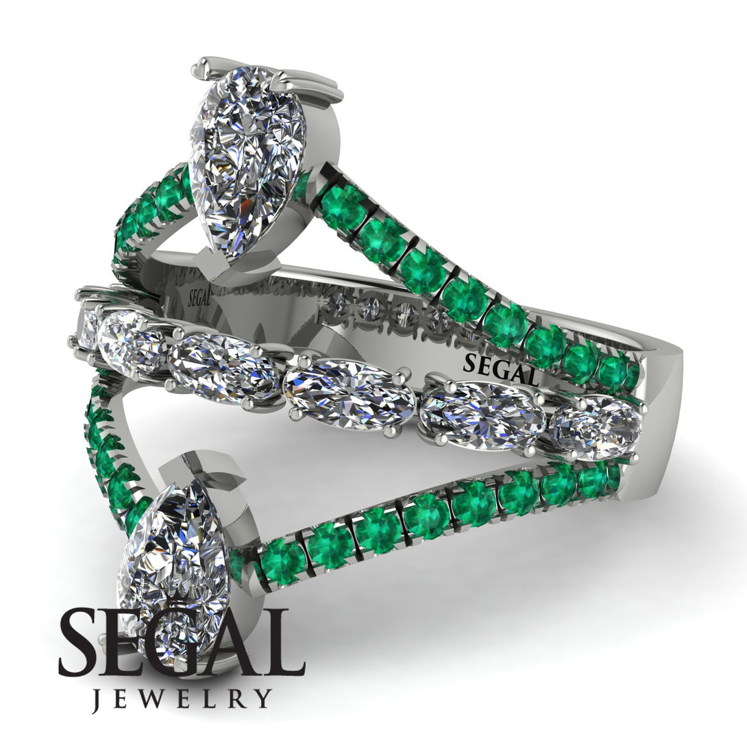 Symmetrical Twist Shank Pear Diamond Ring - Eliza No. 18