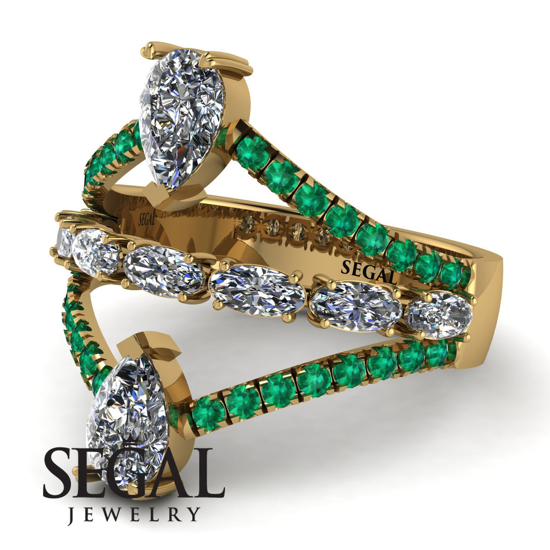 Symmetrical Twist Shank Pear Diamond Ring - Eliza No. 16