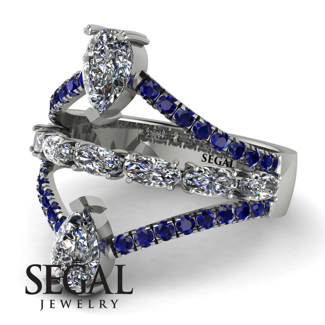 Symmetrical Twist Shank Pear Diamond Ring - Eliza No. 63