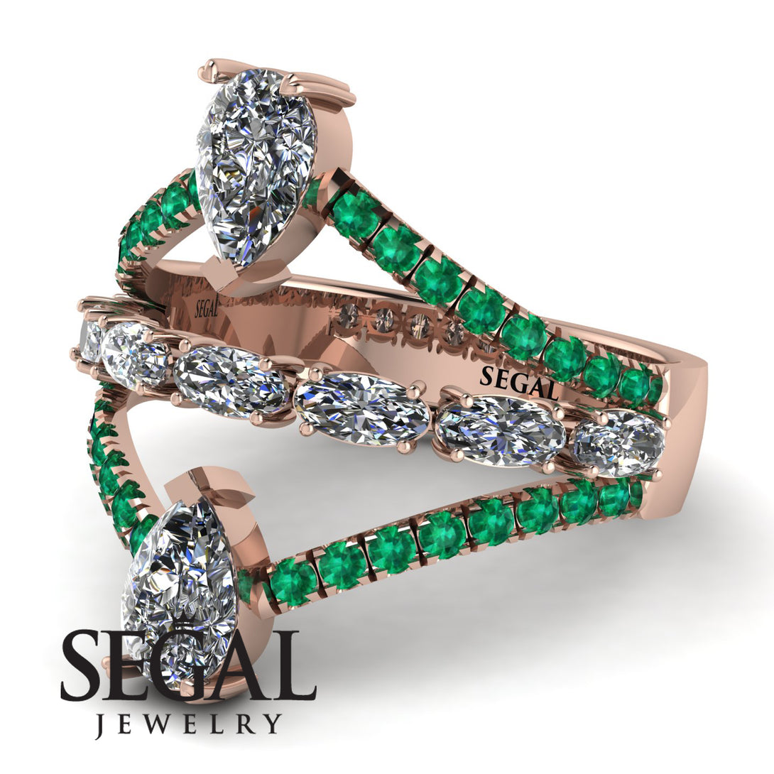 Symmetrical Twist Shank Pear Diamond Ring - Eliza No. 17