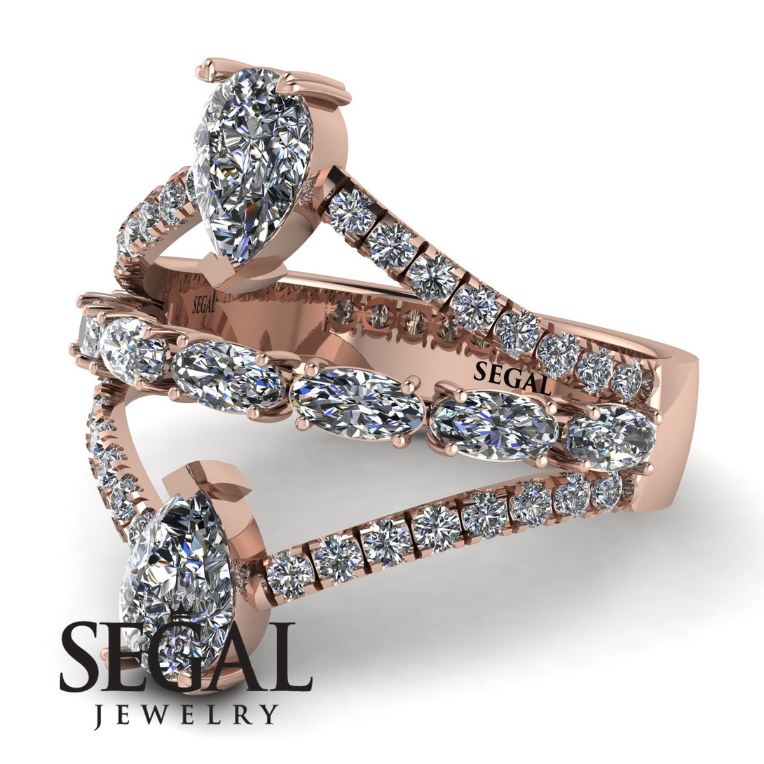 Symmetrical Twist Shank Pear Diamond Ring - Eliza No. 2