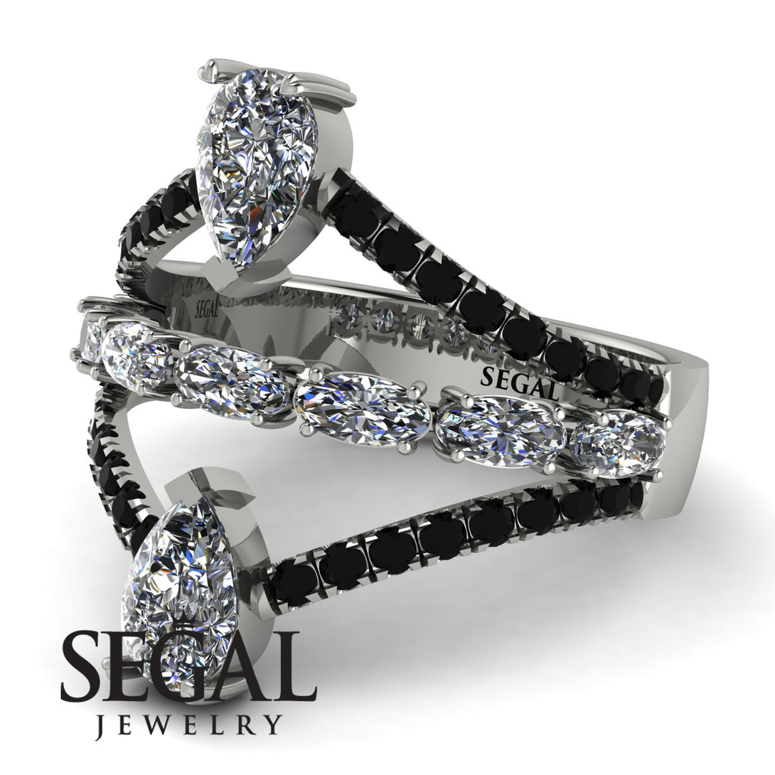 Symmetrical Twist Shank Pear Diamond Ring - Eliza No. 33