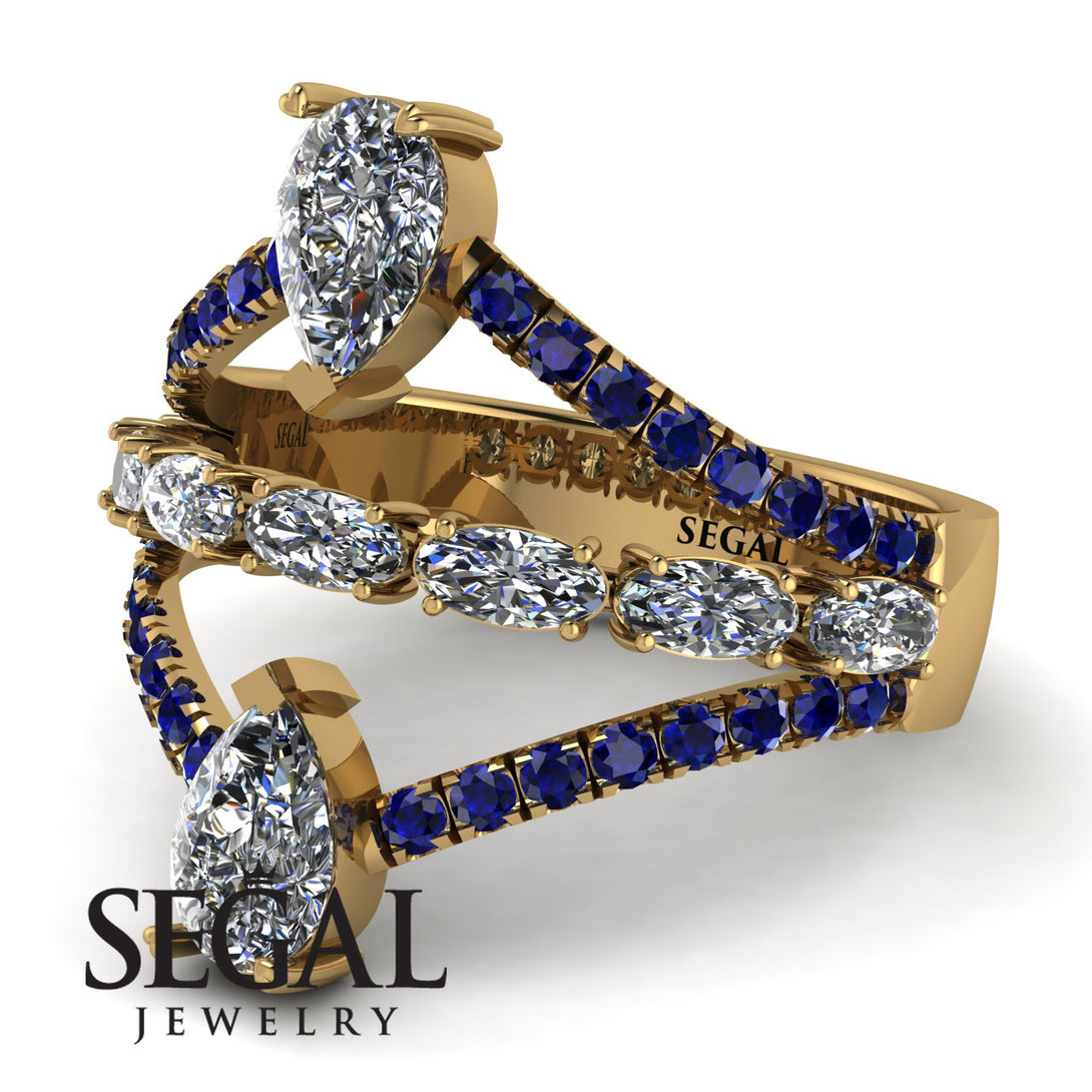 Symmetrical Twist Shank Pear Diamond Ring - Eliza No. 61