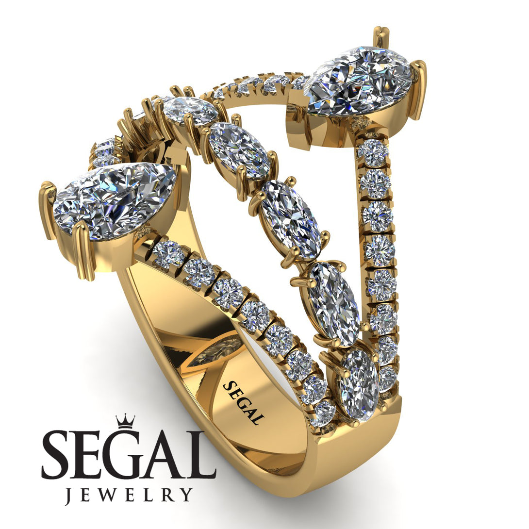 Symmetrical Twist Shank Pear Diamond Ring - Eliza No. 1