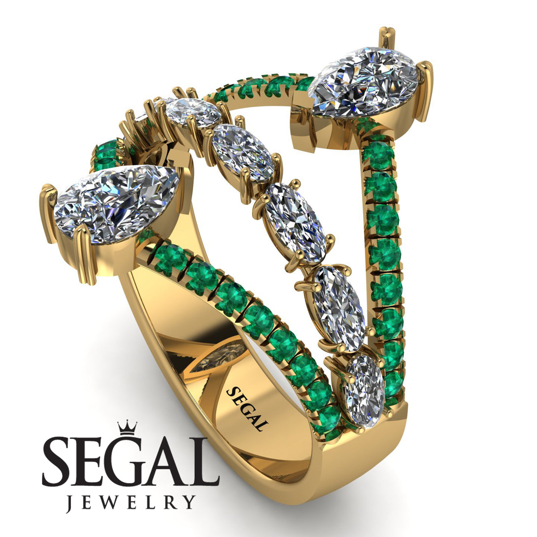 Symmetrical Twist Shank Pear Diamond Ring - Eliza No. 16