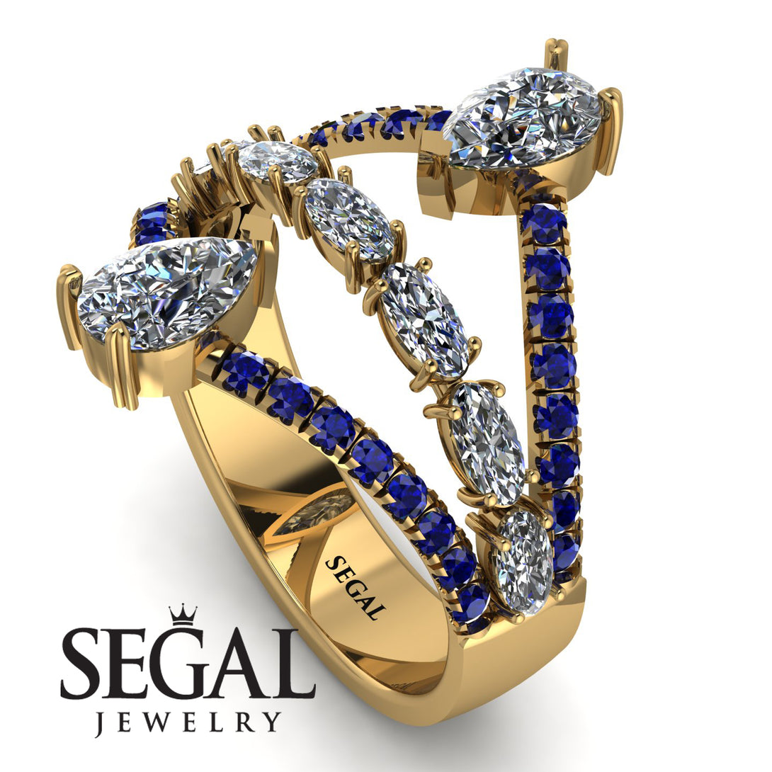 Symmetrical Twist Shank Pear Diamond Ring - Eliza No. 61