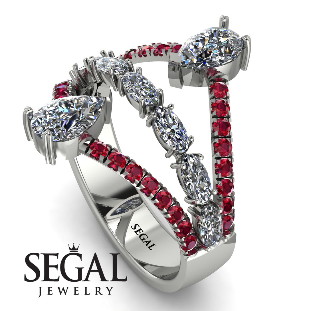 Symmetrical Twist Shank Pear Diamond Ring - Eliza No. 48