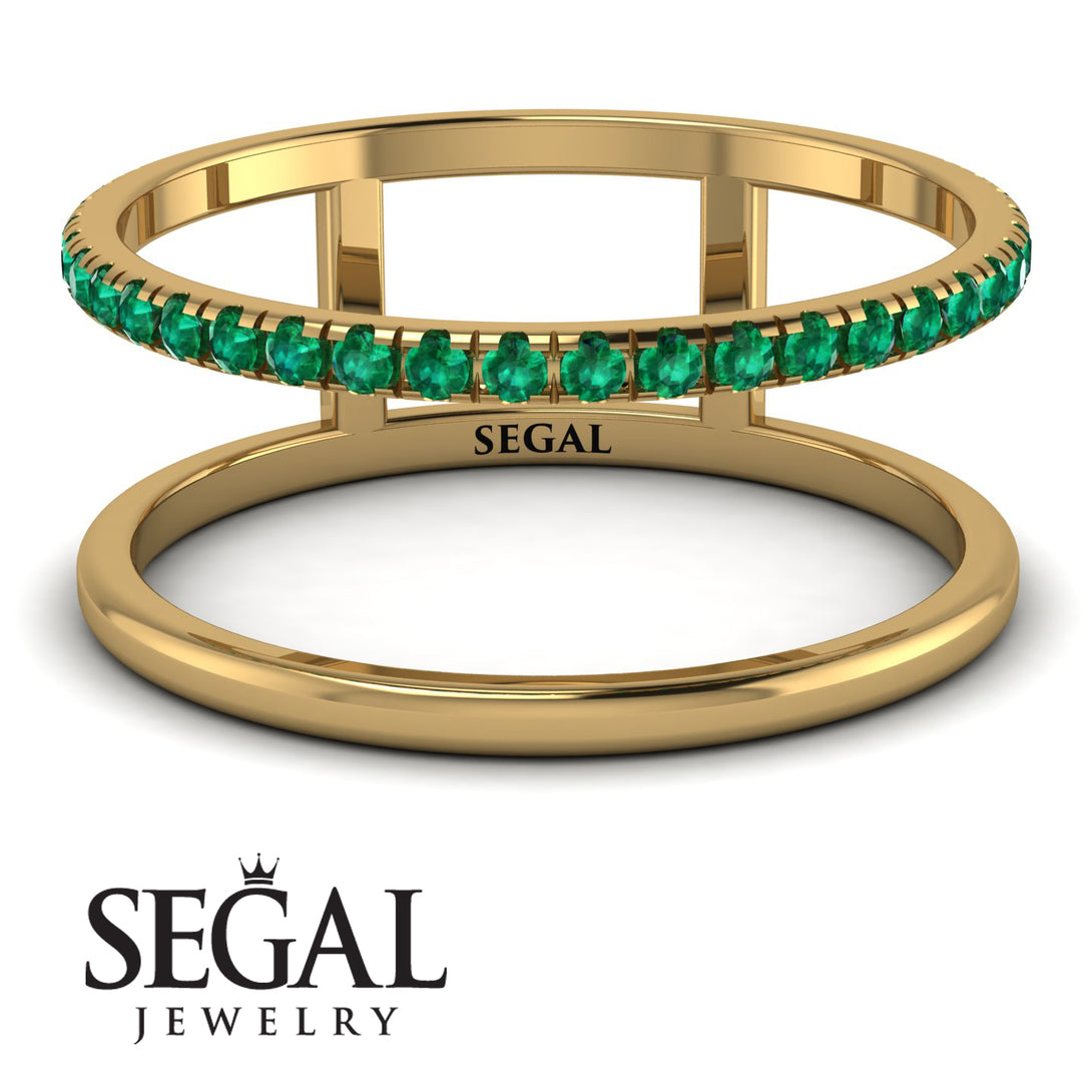 Thin Double Emerald Band Ring - Morgan No. 4