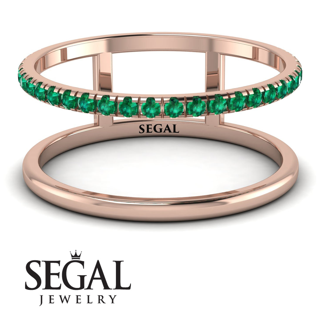 Thin Double Emerald Band Ring - Morgan No. 5