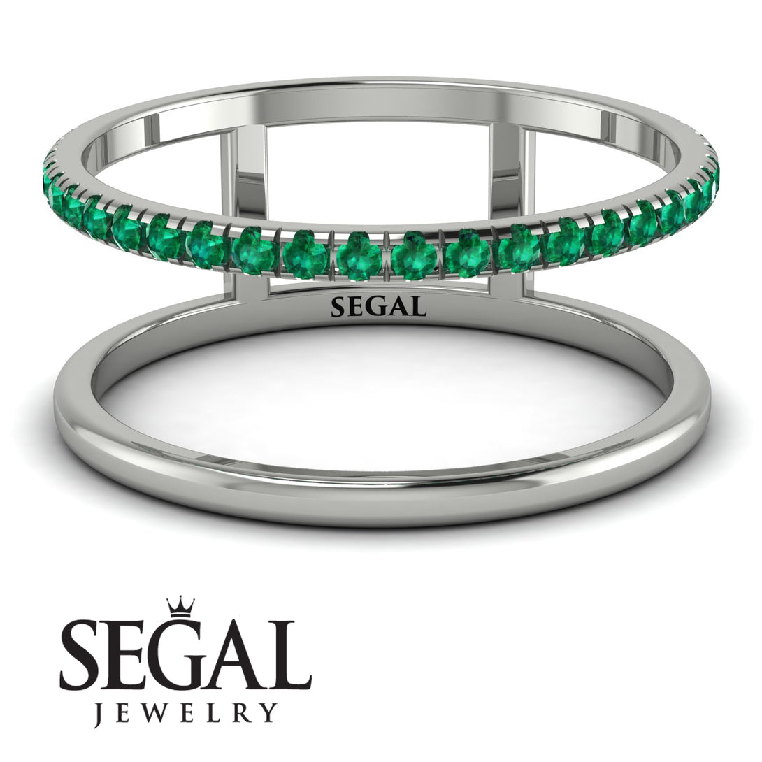Thin Double Emerald Band Ring - Morgan No. 6