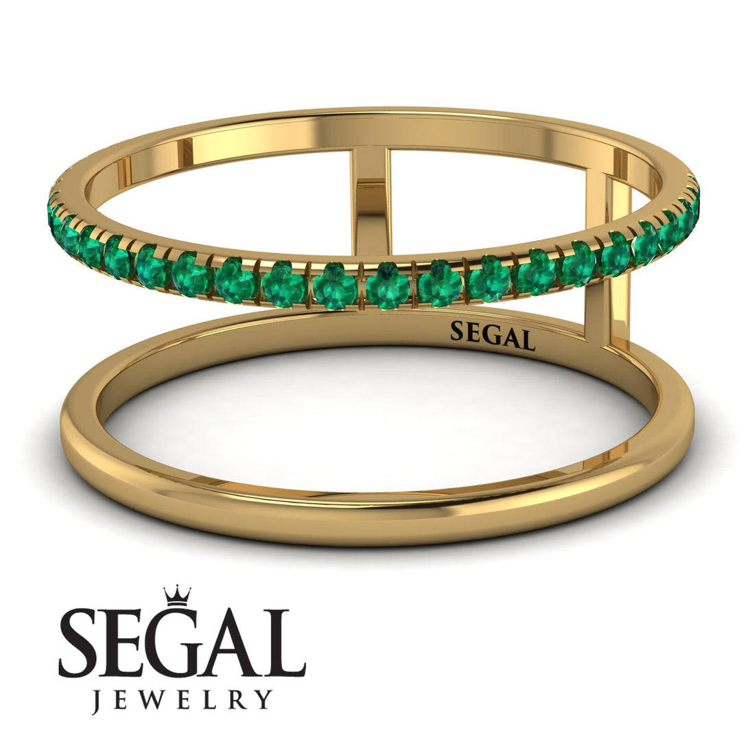 Thin Double Emerald Band Ring - Morgan No. 4
