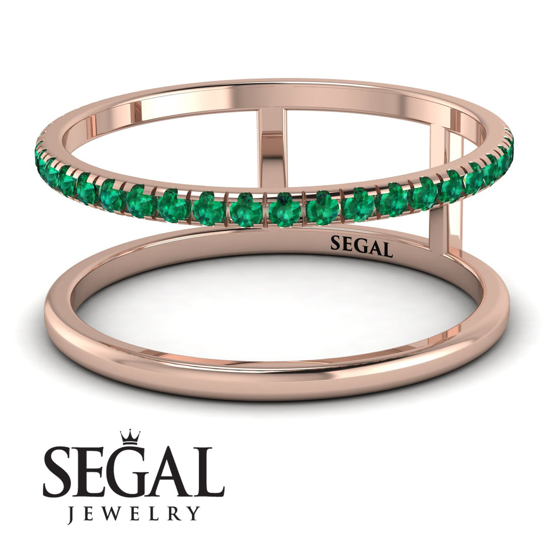 Thin Double Emerald Band Ring - Morgan No. 5