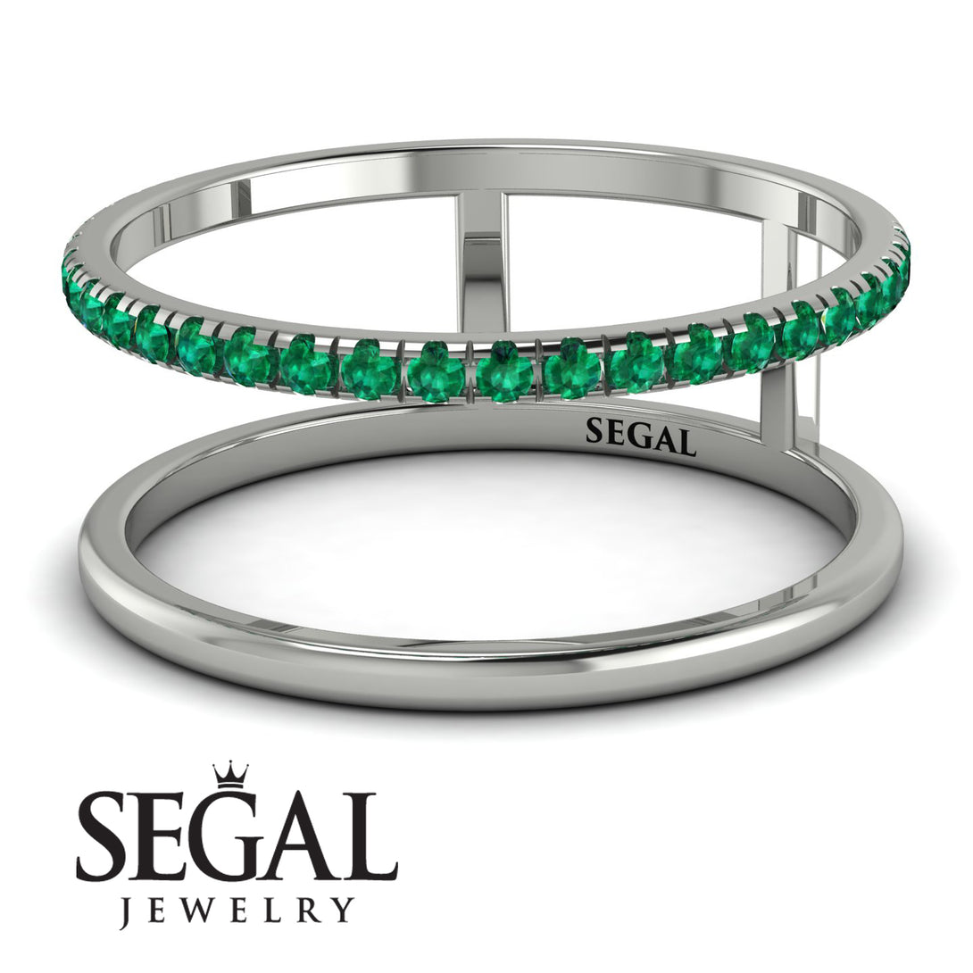 Thin Double Emerald Band Ring - Morgan No. 6