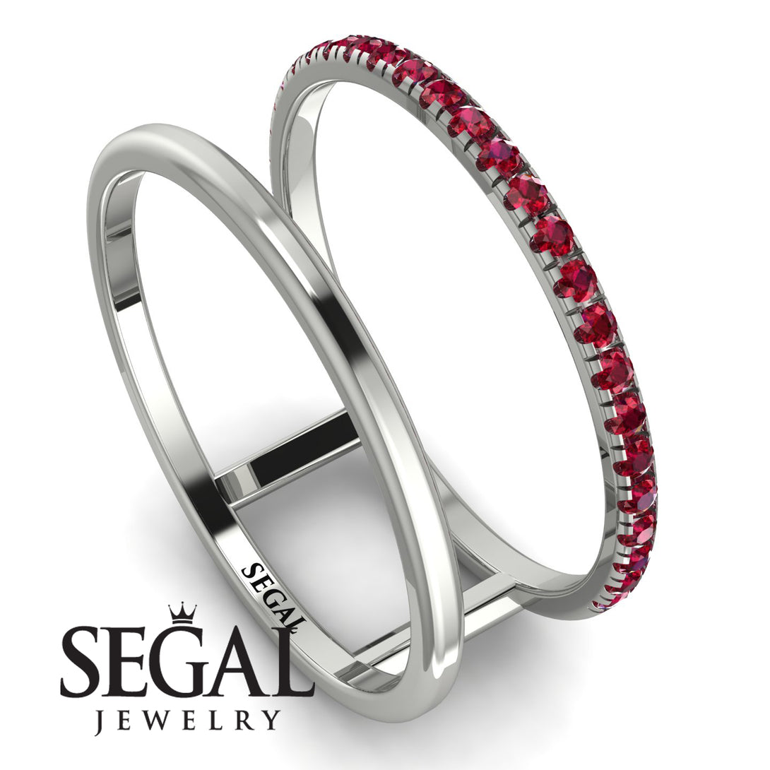 Thin Double Ruby Band Ring - Morgan No. 12