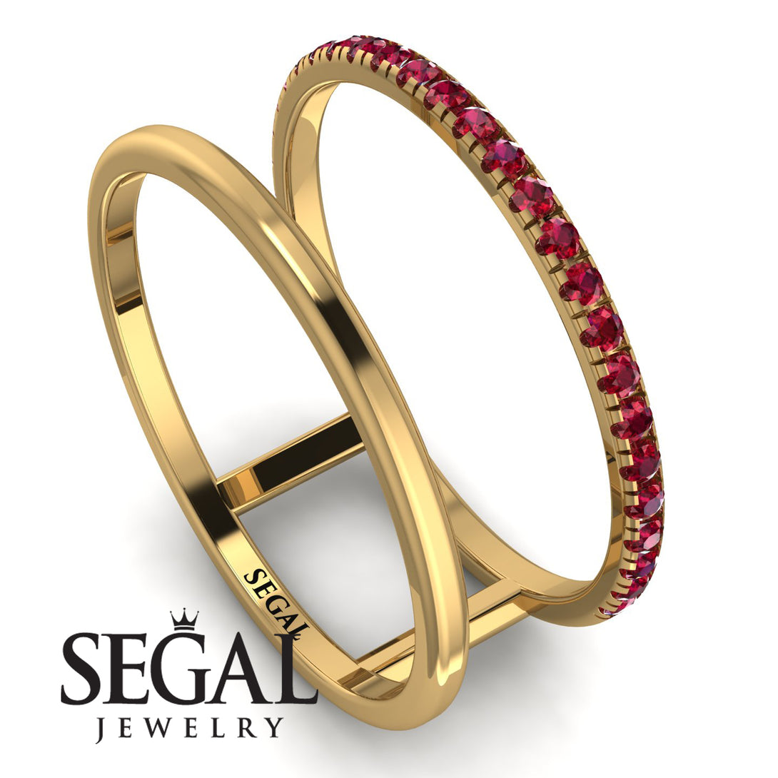 Thin Double Ruby Band Ring - Morgan No. 10