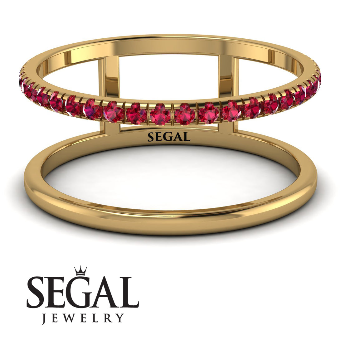 Thin Double Ruby Band Ring - Morgan No. 10