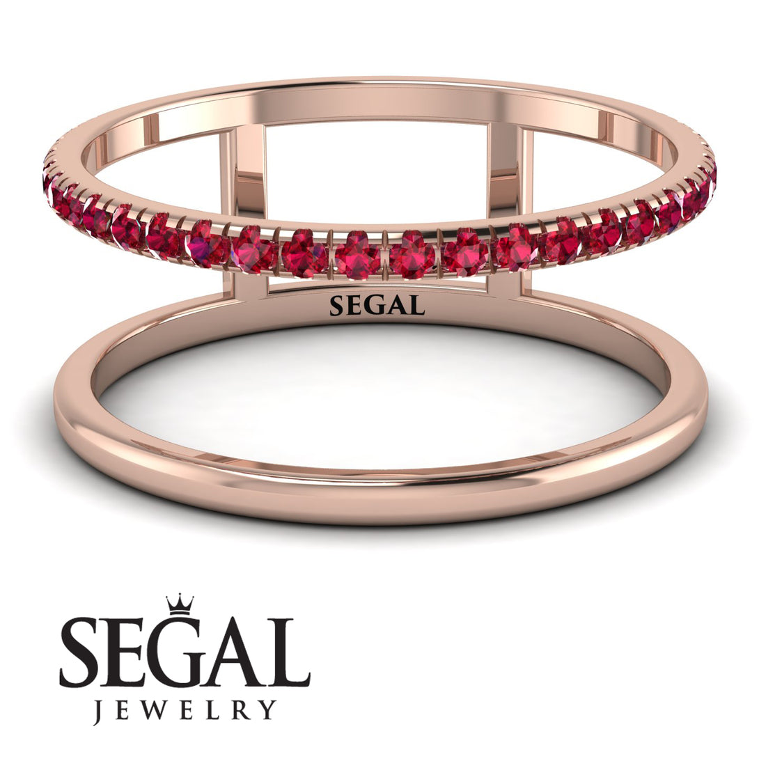 Thin Double Ruby Band Ring - Morgan No. 11