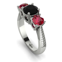 Three Stones Black Diamond Braches Ring - Donna No. 54 image 1