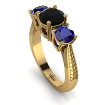 Three Stones Black Diamond Braches Ring - Donna No. 67 image 1