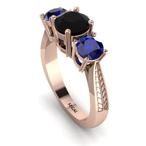 Three Stones Black Diamond Braches Ring - Donna No. 68 image 1