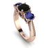 Three Stones Black Diamond Braches Ring - Donna No. 68