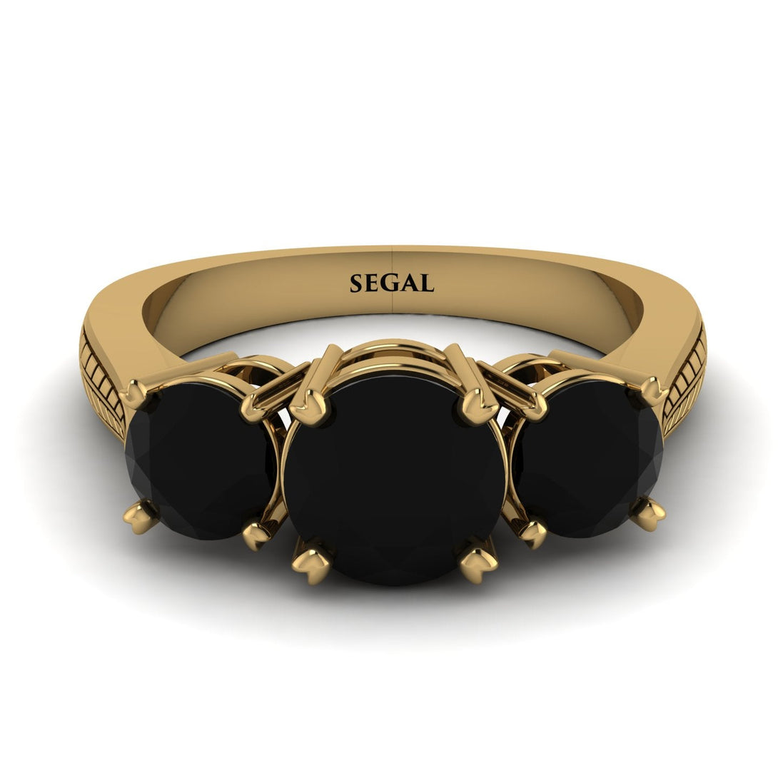 Three Stones Black Diamond Braches Ring - Donna No. 37