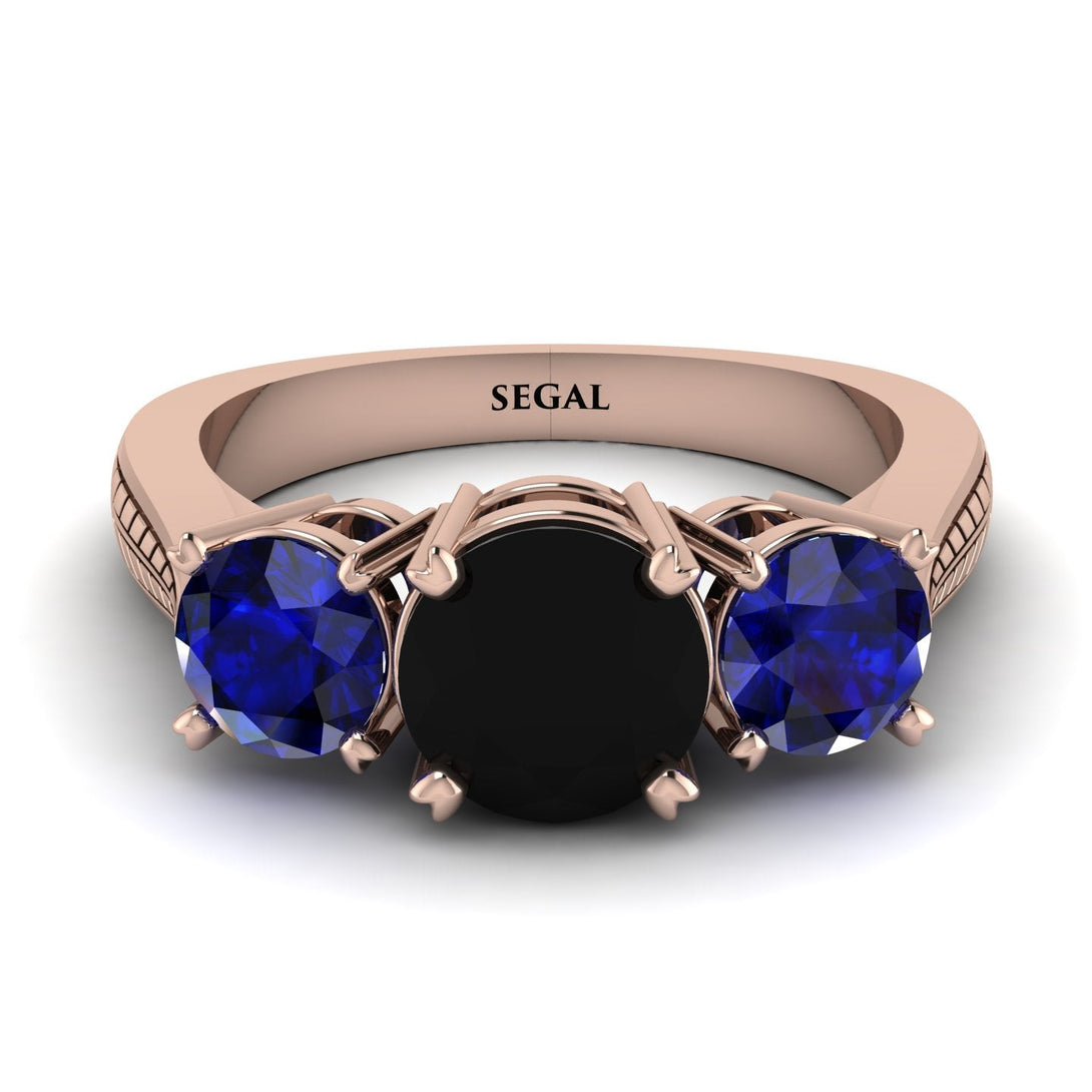 Three Stones Black Diamond Braches Ring - Donna No. 68