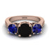 Three Stones Black Diamond Braches Ring - Donna No. 68 image 2