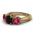 Three Stones Black Diamond Braches Ring - Donna No. 52