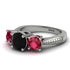 Three Stones Black Diamond Braches Ring - Donna No. 54