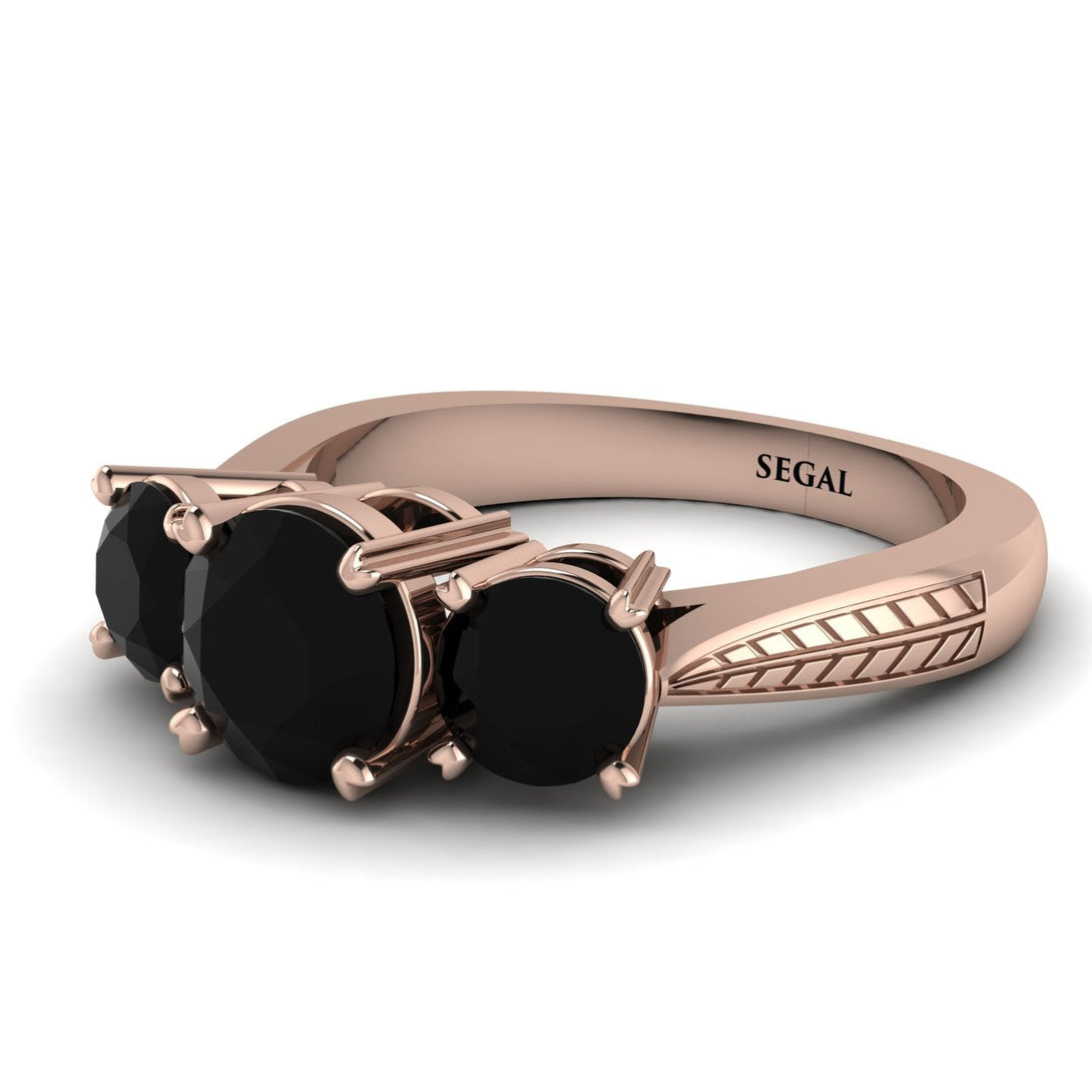 Three Stones Black Diamond Braches Ring - Donna No. 38