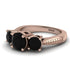 Three Stones Black Diamond Braches Ring - Donna No. 38