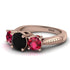 Three Stones Black Diamond Braches Ring - Donna No. 53