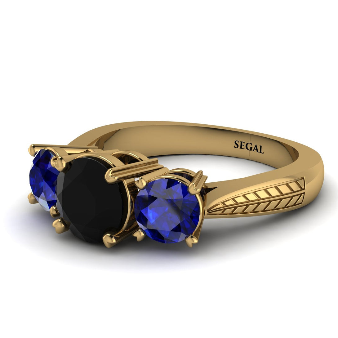 Three Stones Black Diamond Braches Ring - Donna No. 67