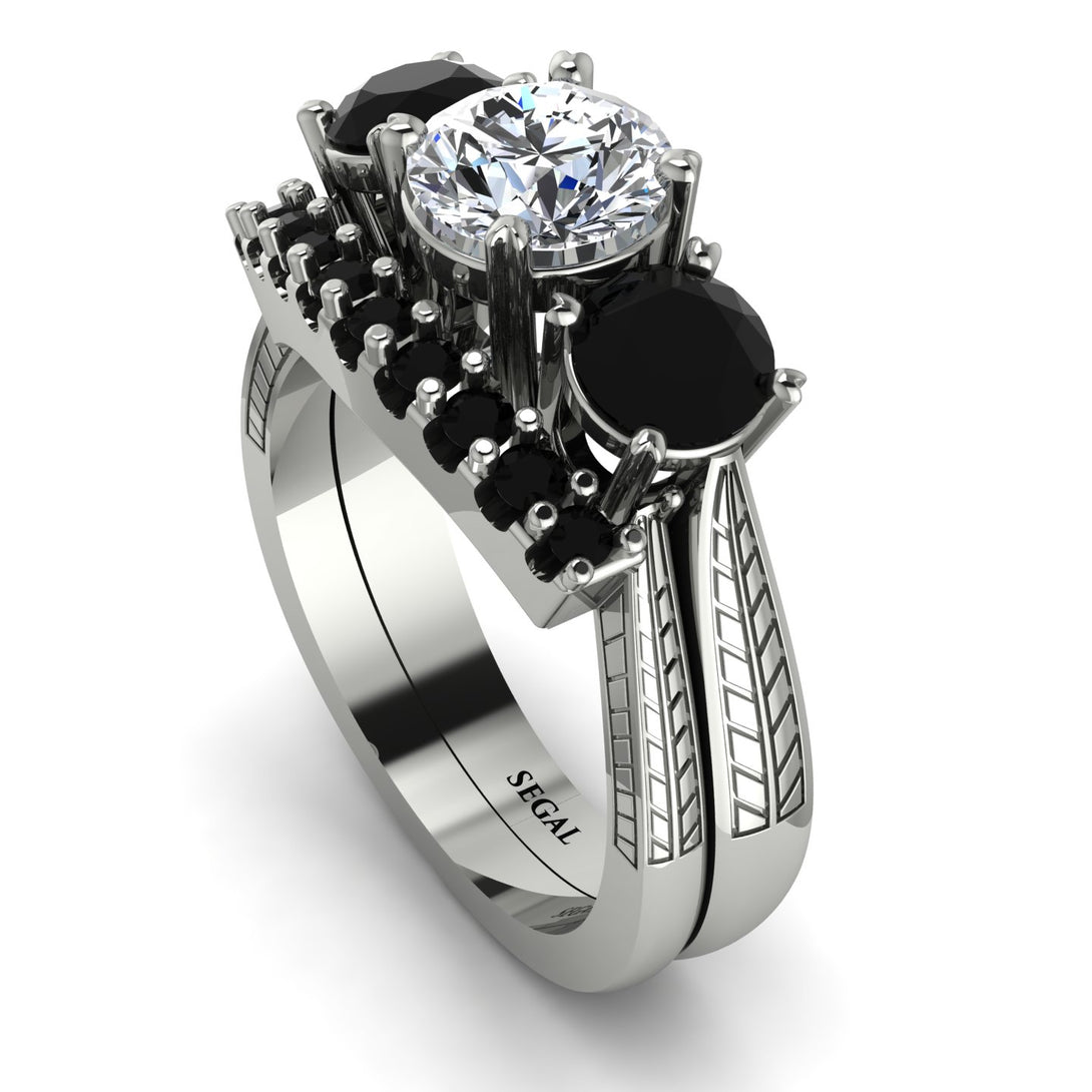Three Stones Diamond Braches Bridal Set - Donna No. 33
