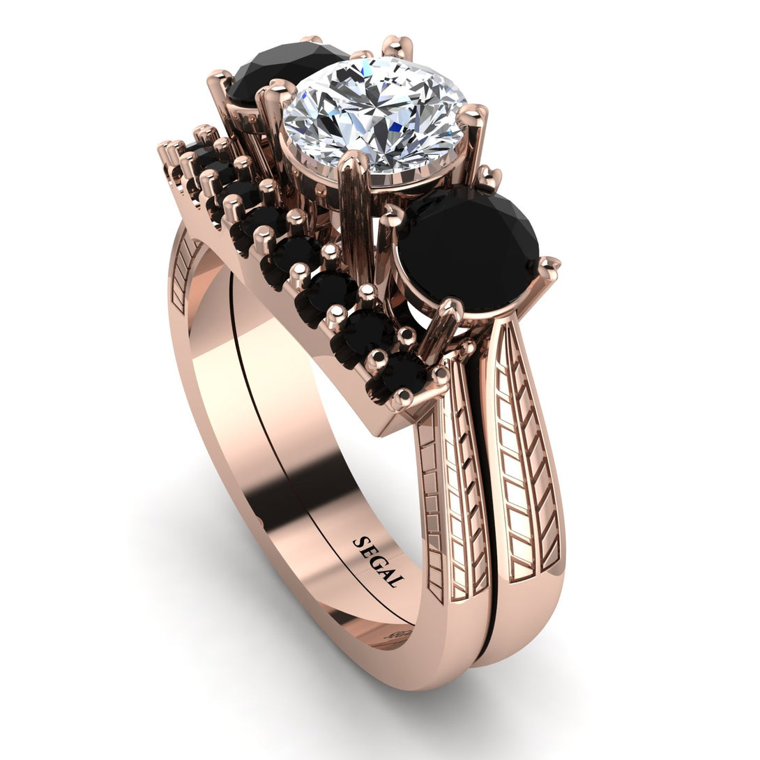 Three Stones Diamond Braches Bridal Set - Donna No. 32