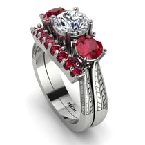 Three Stones Diamond Braches Bridal Set - Donna No. 48 image 1