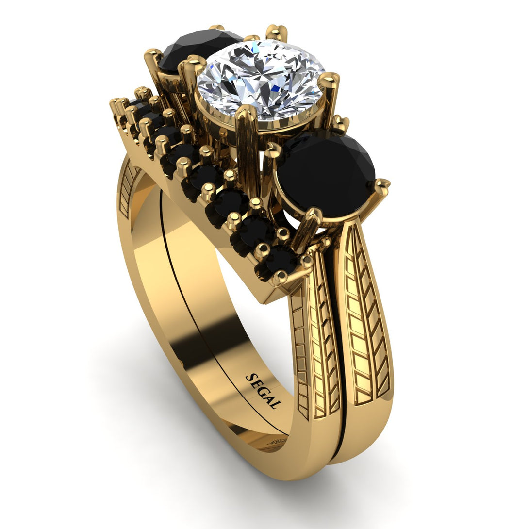 Three Stones Diamond Braches Bridal Set - Donna No. 31
