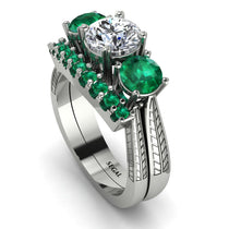 Three Stones Diamond Braches Bridal Set - Donna No. 18 image 1