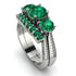 Three Stones Emerald Braches Bridal Set - Donna No. 21
