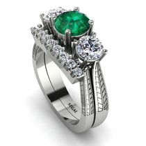 Three Stones Emerald Braches Bridal Set - Donna No. 6 image 1