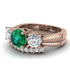 Three Stones Emerald Braches Bridal Set - Donna No. 5 image 3