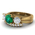 Three Stones Emerald Braches Bridal Set - Donna No. 4