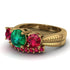 Three Stones Emerald Braches Bridal Set - Donna No. 49